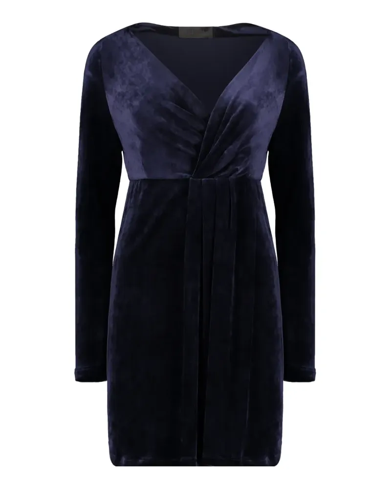 Alberta Ferretti V-neck long-sleeve mini dress - Blau Blau
