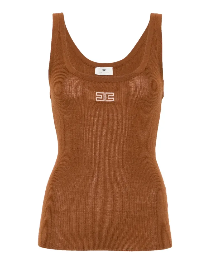 Elisabetta Franchi ribbed-knit logo-embroidered vest - Braun Braun
