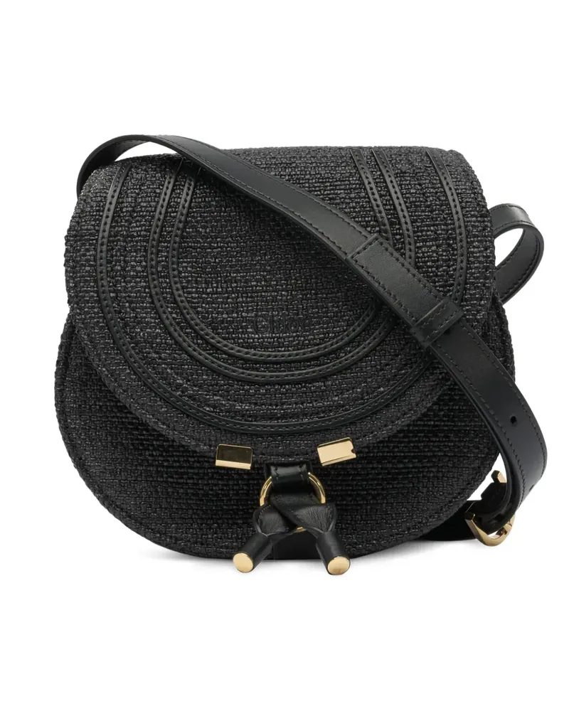 Chloé Marcie Schultertasche mit gewebtem Detail - Schwarz Schwarz