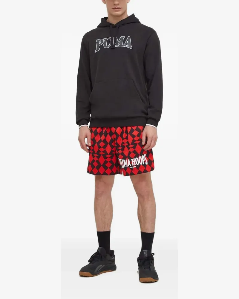 Puma Hoops Joggingshorts mit Rautenprint - Rot Rot