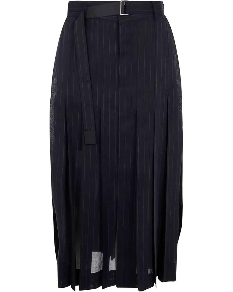 Sacai Midirock mit Nadelstreifen - Schwarz Schwarz