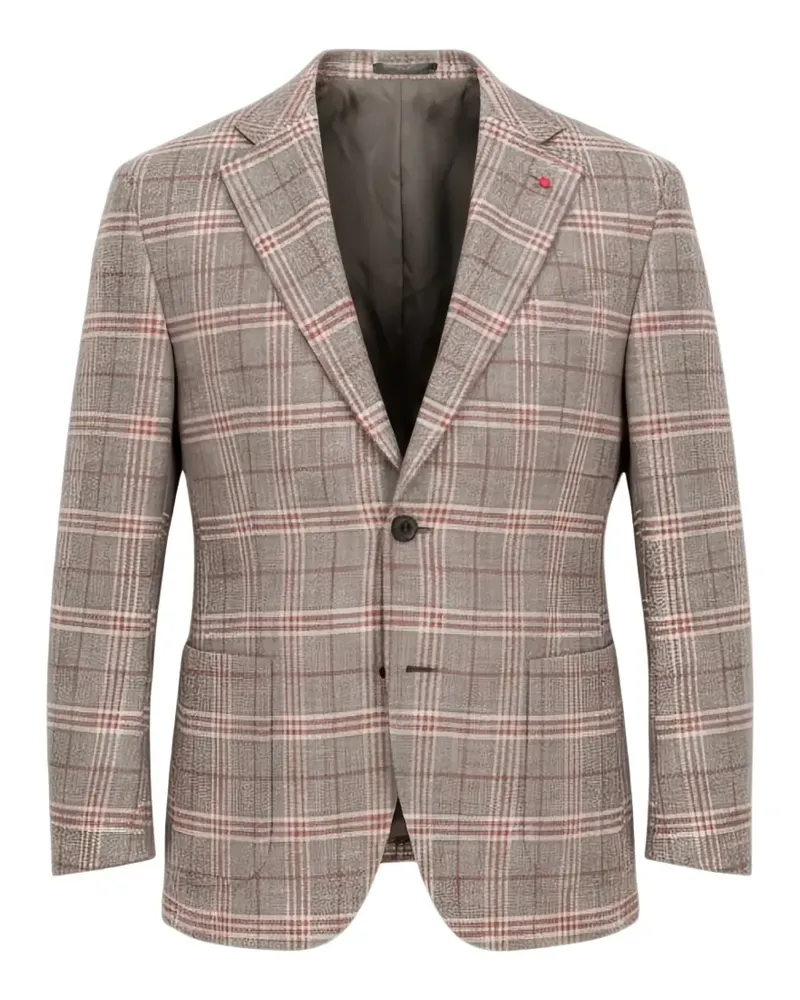 Isaia check-pattern notched-lapels blazer - Braun Braun
