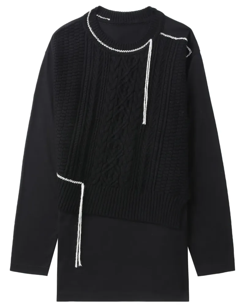 Yohji Yamamoto Pullover mit Ziernähten - Schwarz Schwarz