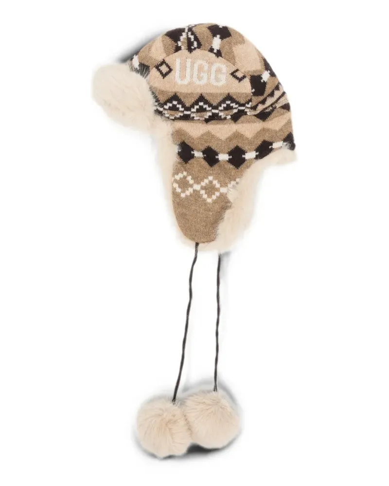 UGG fair isle faux-fur hat - Nude Nude