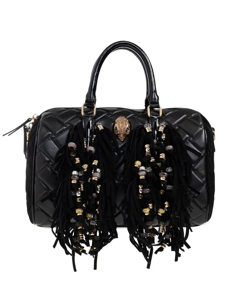 Kurt Geiger Gesteppter Kensington Boston Tote Bag mit Fransen - Schwarz Schwarz