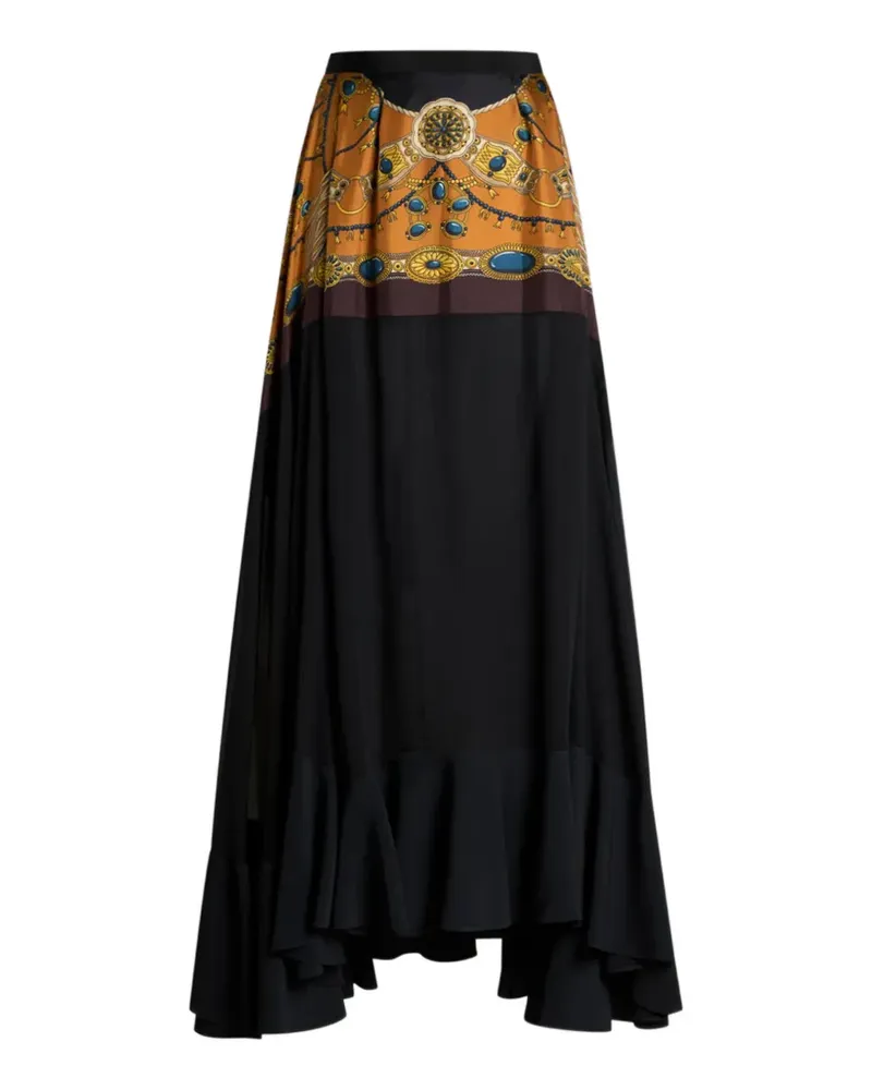 Etro Maxirock aus Seide mit Schleife und Schmuck-Print - Schwarz Schwarz
