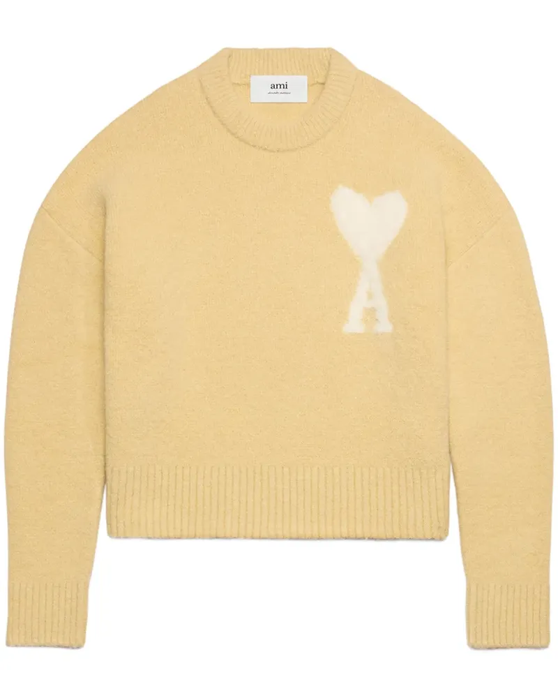 AMI Paris Cloudy Wool Ami de Coeur Pullover - Gelb Gelb