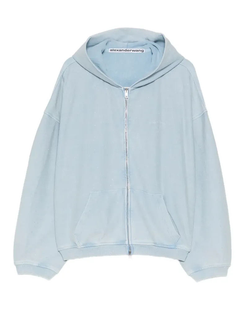 Alexander Wang crystal-embellished zip-up hoodie - Blau Blau