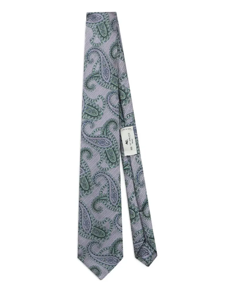 Etro Seidenkrawatte mit Paisleymuster - Blau Blau