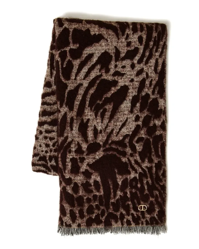 Twin-Set Gewebter Schal mit Animal-Print - Braun Braun