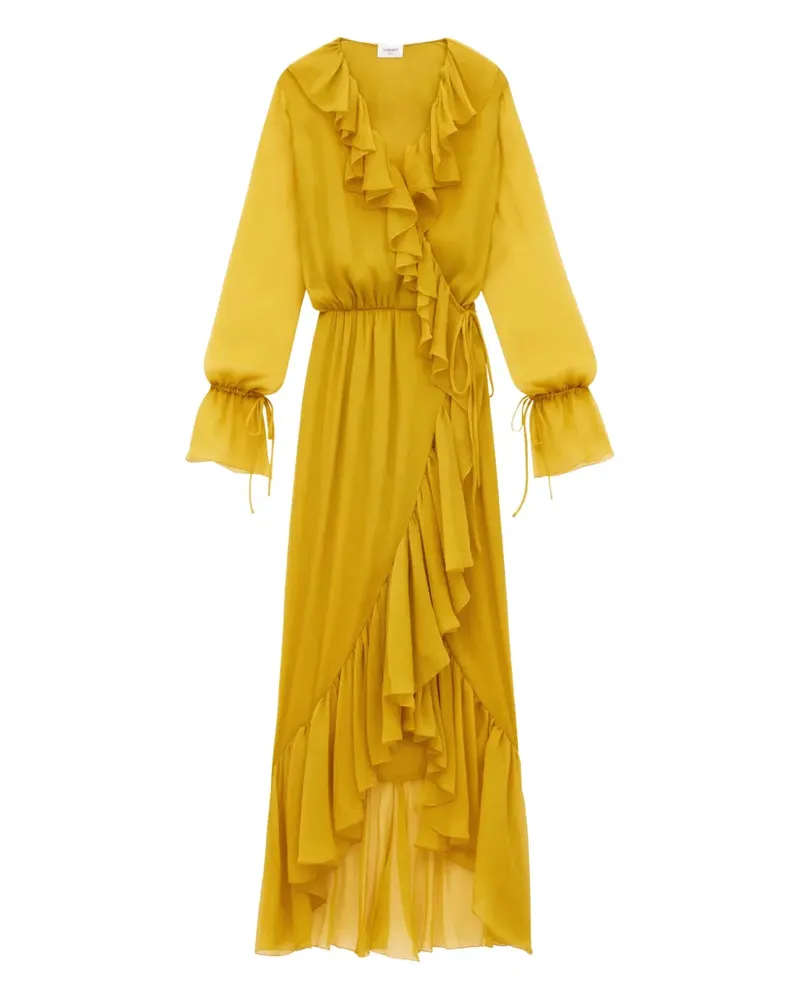 Saint Laurent Wickelkleid mit Rüschen - Gelb Gelb