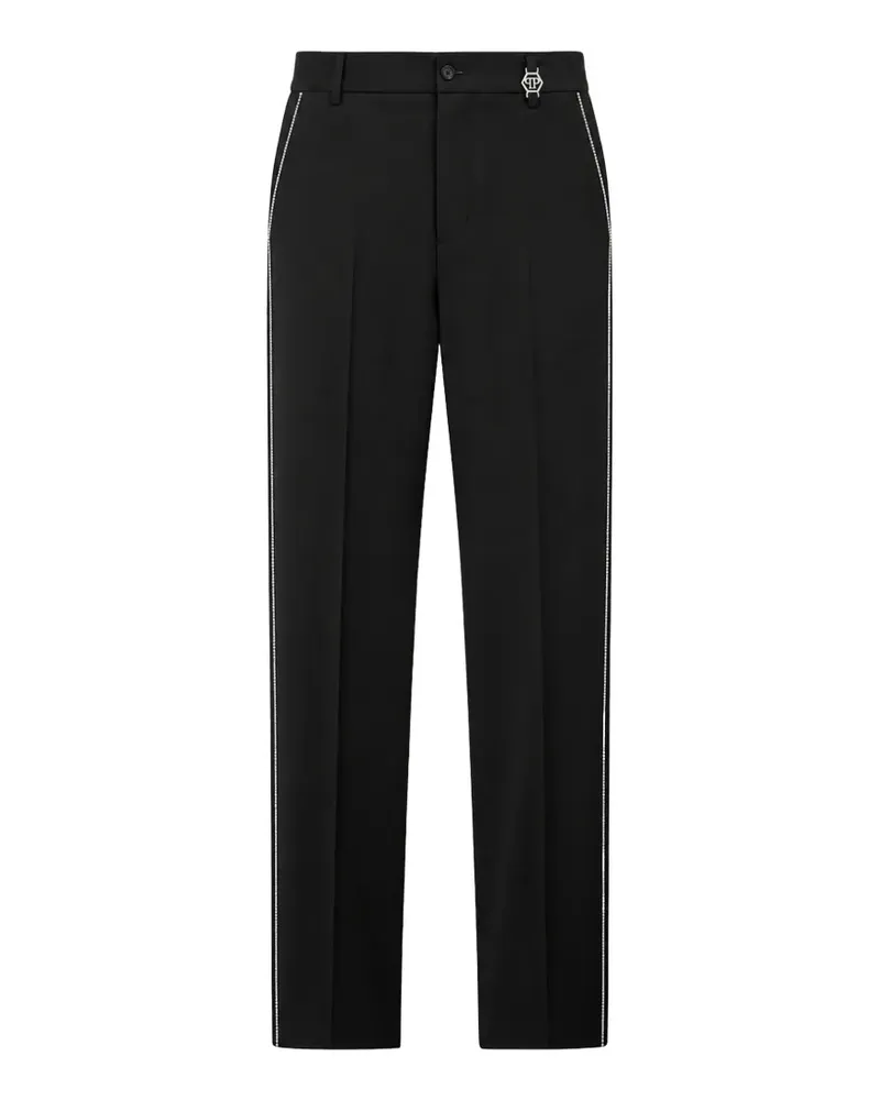 Philipp Plein Hose mit Gürtelschlaufe und Nieten - Schwarz Schwarz