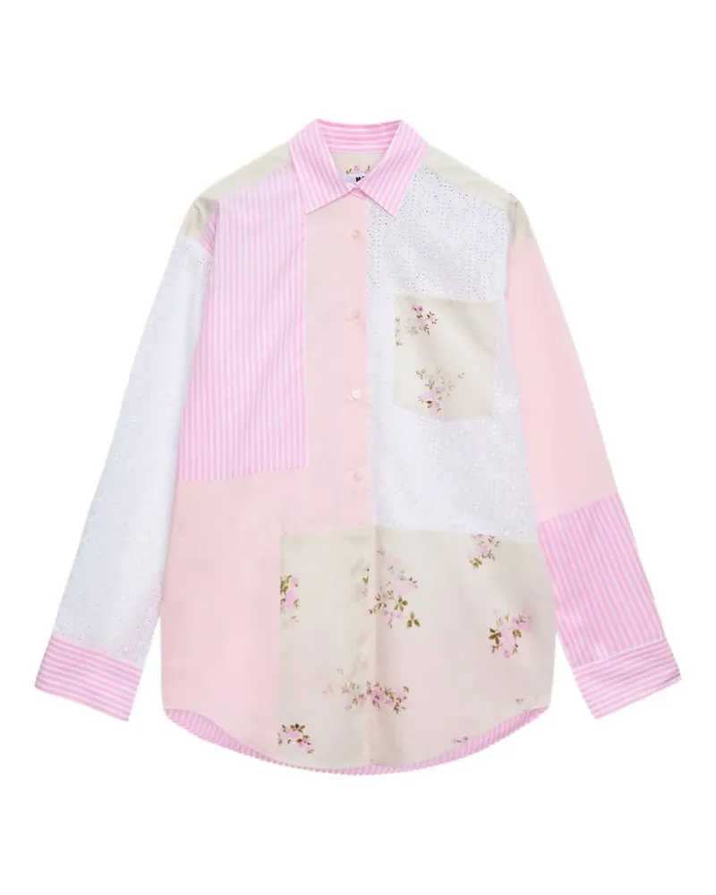 MSGM Gestreiftes Hemd mit Blumenmuster - Rosa Rosa