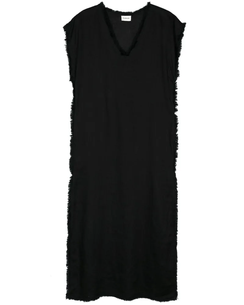 P.A.R.O.S.H. P.A.R.O H. Ausgefranstes Midikleid - Schwarz Schwarz