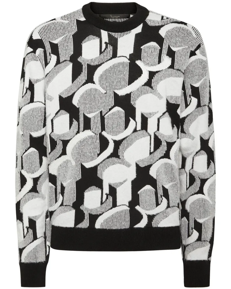 Billionaire Jacquard-Pullover mit rundem Ausschnitt - Weiß Weiß
