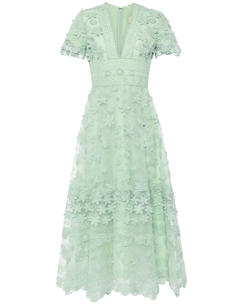 Elie Saab Besticktes Tüll-Midikleid aus Seidengemisch - Grün Grün