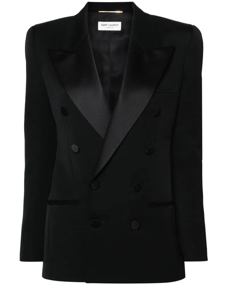 Saint Laurent Doppelreihiger Leger Armure Blazer - Schwarz Schwarz