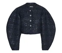 Puffärmel-Jacke mit Pailletten - Blau