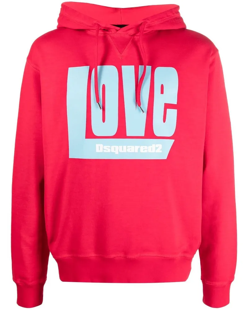 Dsquared2 Hoodie mit "Love"-Print Rot