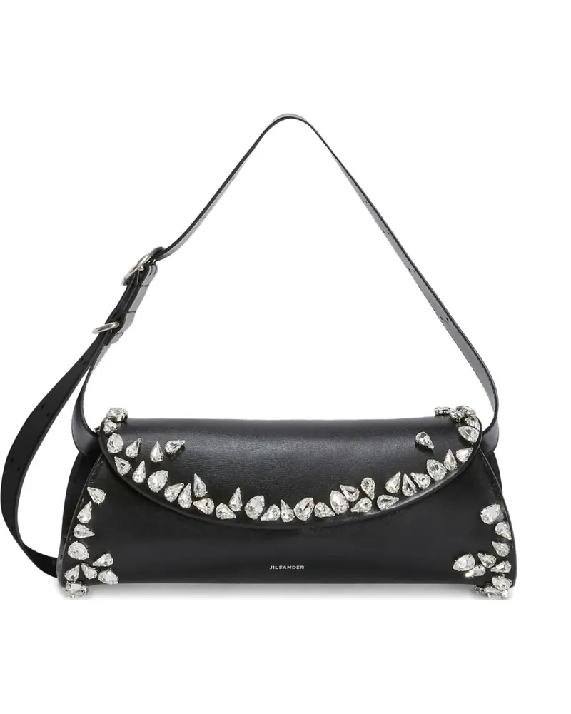 Jil Sander Kleine Cannolo Schultertasche mit Kristallen - Schwarz Schwarz