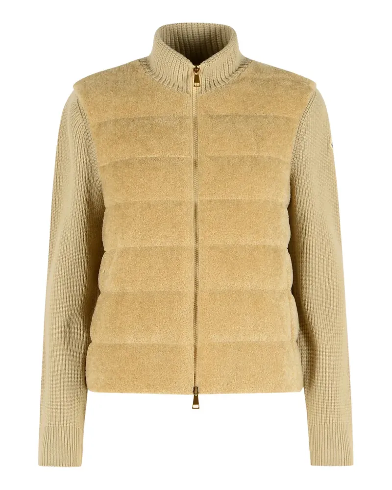 Moncler Wattierter Cardigan mit Teddy-Fleece - Nude Nude