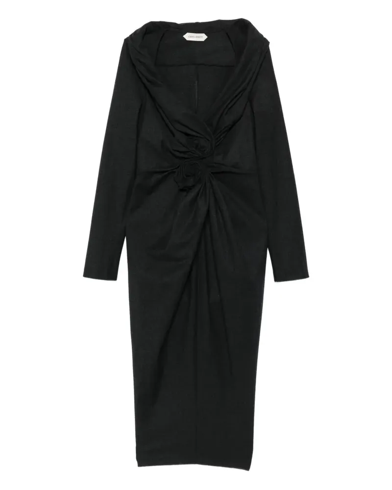 Alberta Ferretti Drapiertes Rosette Kleid - Schwarz Schwarz