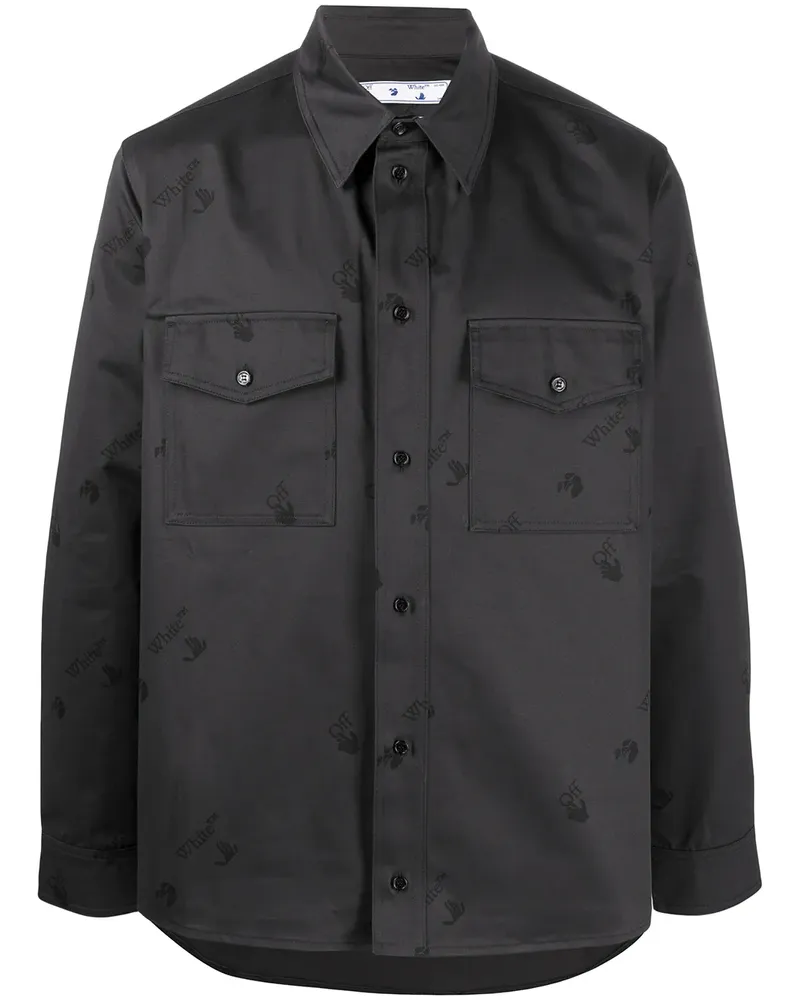 OFF-WHITE Hemd mit Logo-Print - Schwarz Schwarz