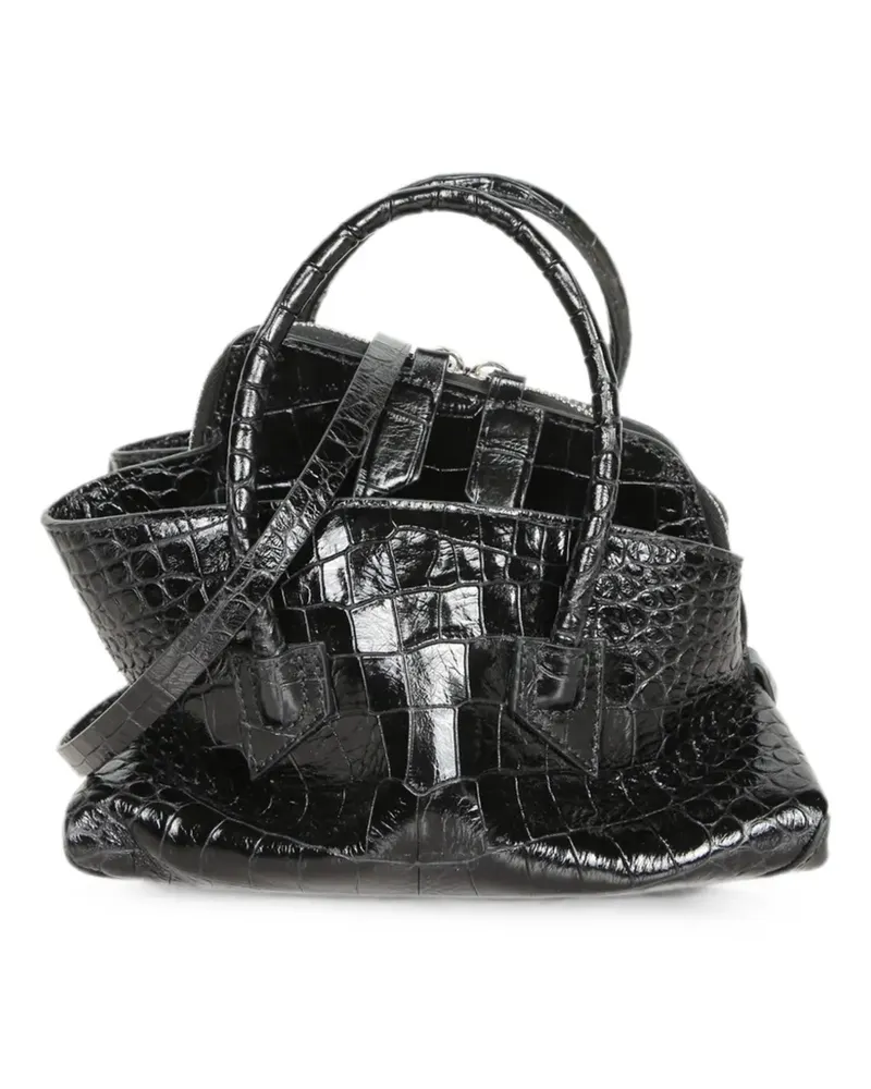 ATTICO Mini La Passeggiata Handtasche mit Kroko-Effekt - Schwarz Schwarz