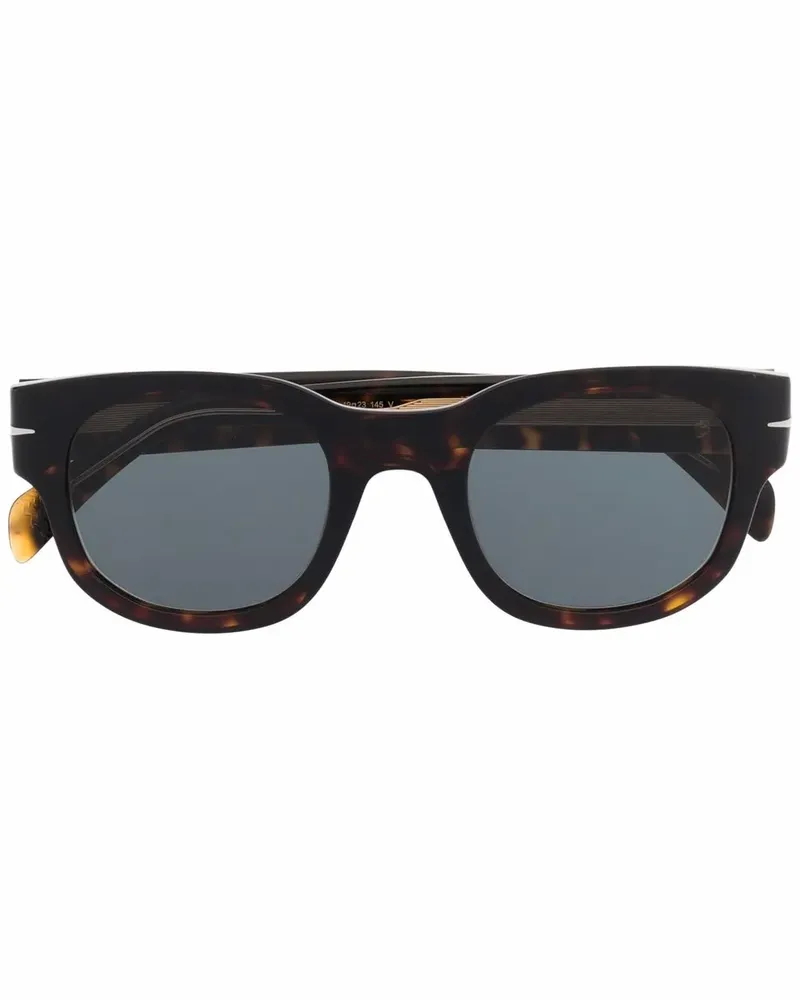 EYEWEAR by DAVID BECKHAM Eckige Sonnenbrille in Schildpattoptik - Braun Braun