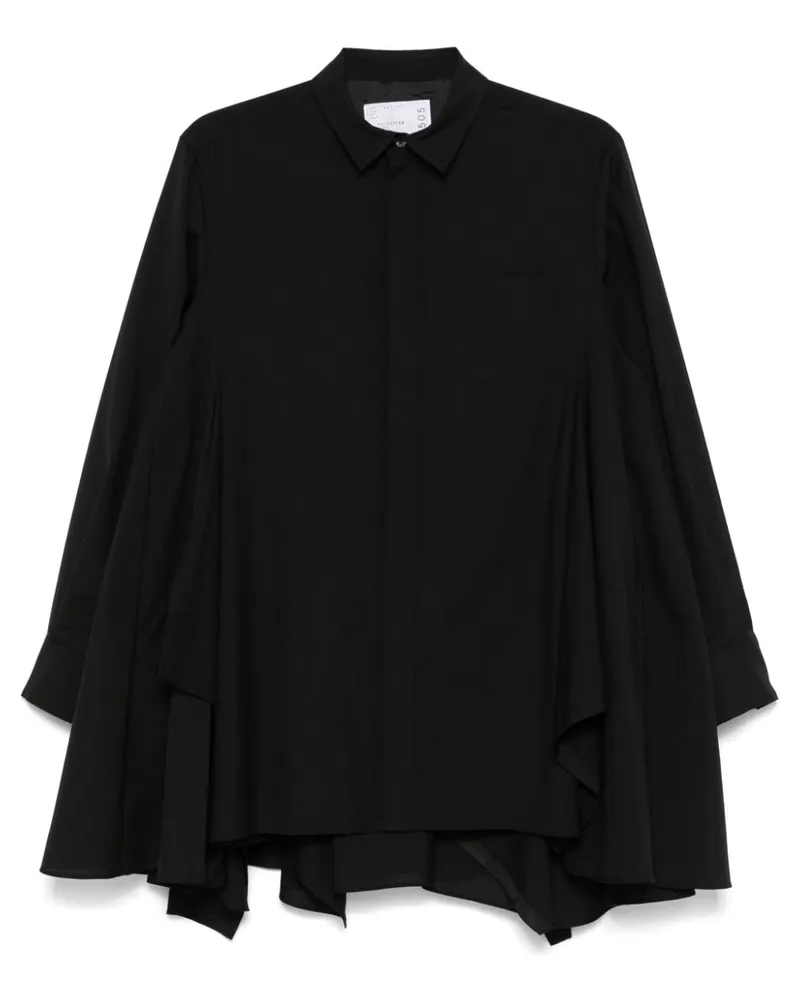 Sacai Hemdkleid mit Zipfelsaum - Schwarz Schwarz