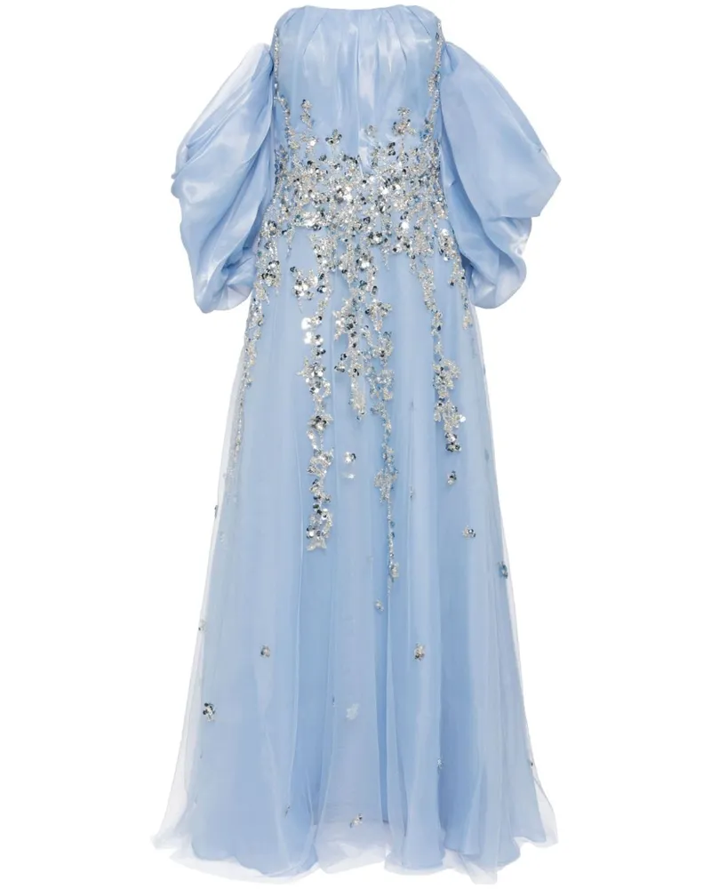 Saiid Kobeisy Organza-Abendkleid mit Perlen - Blau Blau