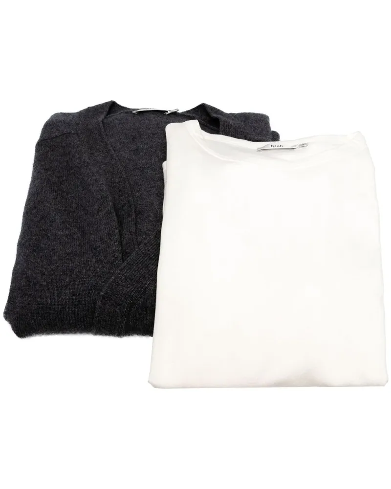 b+ab Gewickeltes Strick-Sweatshirt im Layering-Look - Grau Grau