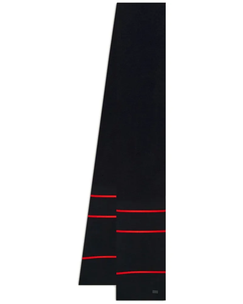 Ferragamo Gestreifter Schal mit Logo-Patch - Schwarz Schwarz