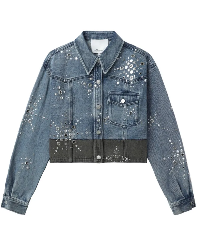 3.1 phillip lim Verzierte Cropped-Jeansjacke Blau