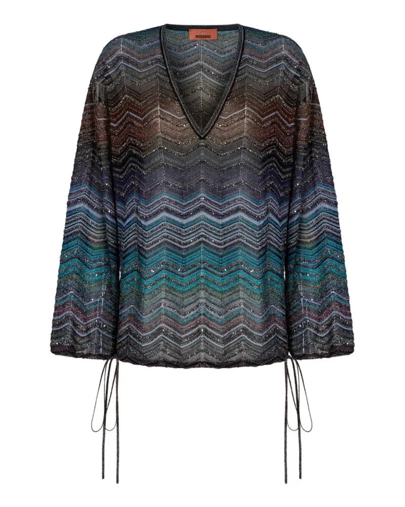 Missoni chevron-pattern tie-detail blouse - Braun Braun