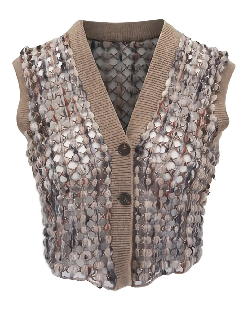 Brunello Cucinelli buttoned V-neck vest - Nude Nude