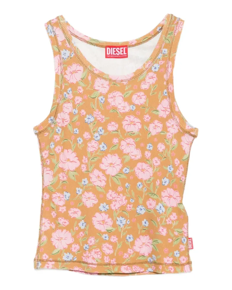 Diesel Geripptes Oberteil mit Blumen-Print - Braun Braun