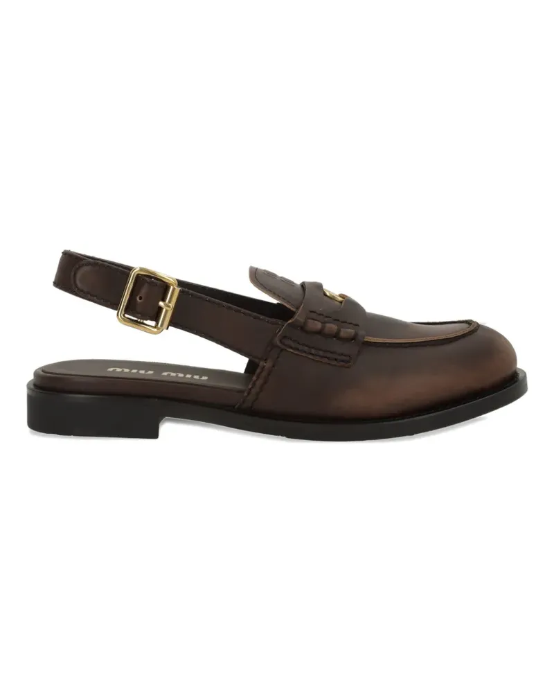 Miu Miu logo-detail slingback loafers - Braun Braun