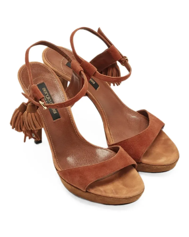 Sergio Rossi suede tassel heeled sandals - Braun Braun