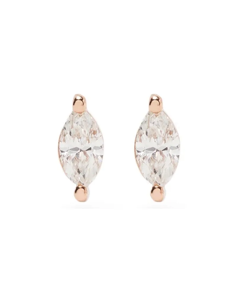 EF Collection 14kt Rotgoldohrstecker mit Diamant im Marquise-Schliff - Rosa Rosa