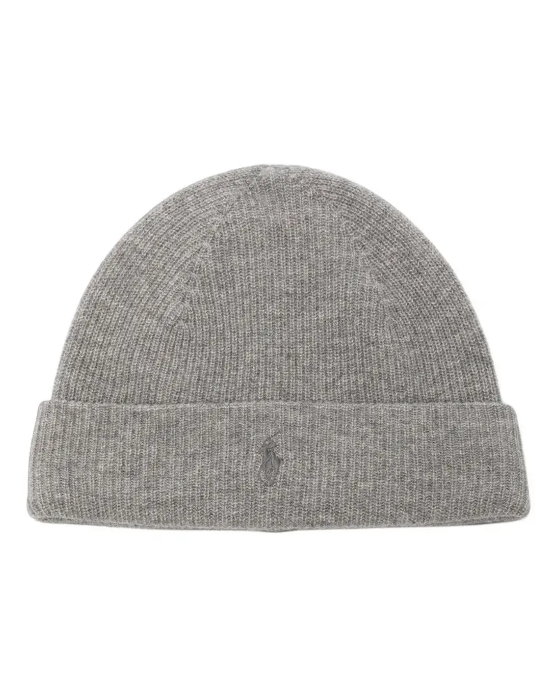 Ralph Lauren Gerippte Beanie mit Logo-Stickerei - Grau Grau