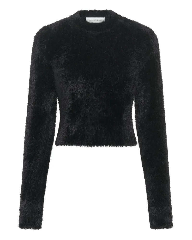 Marine Serre Flauschiger Pullover mit rundem Ausschnitt - Schwarz Schwarz