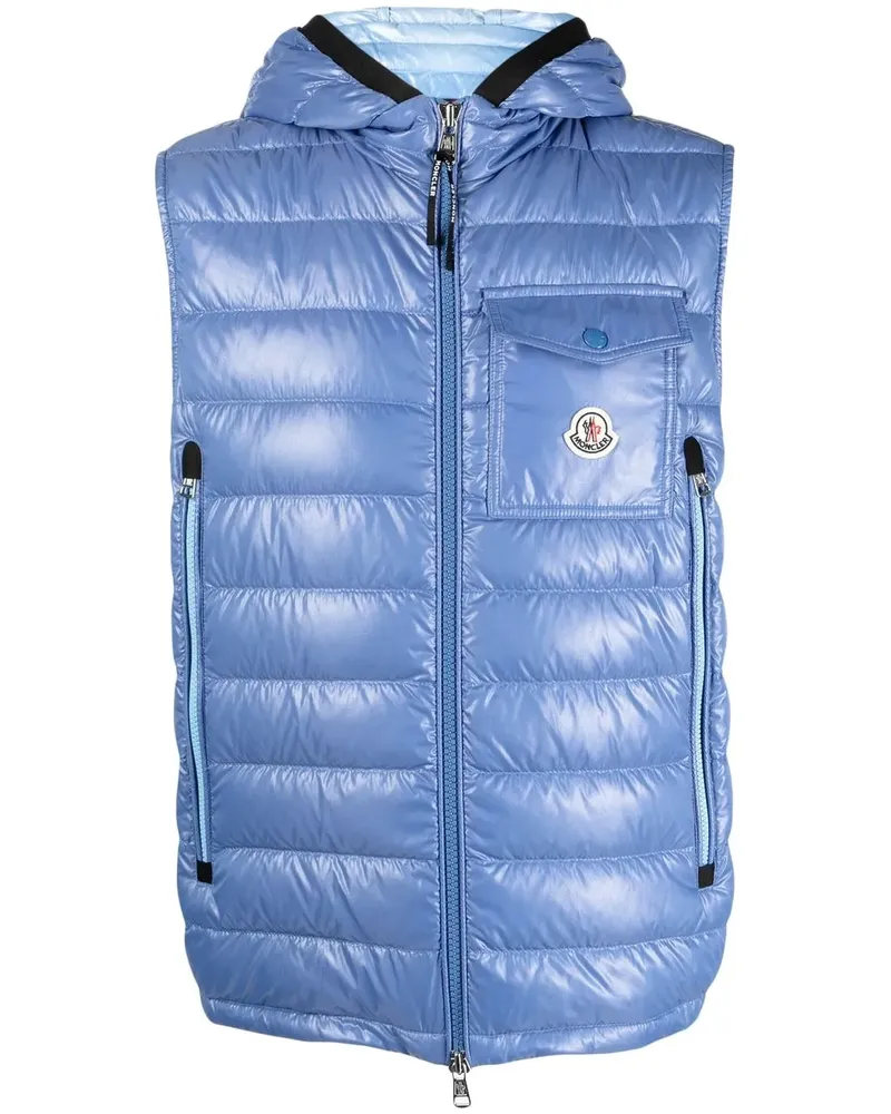 Moncler Gefütterte Weste mit Logo-Patch - Blau Blau