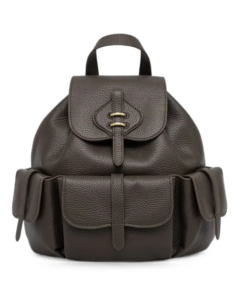 Coccinelle medium Mavery Pocket pebbled leather multi-pocket backpack - Braun Braun