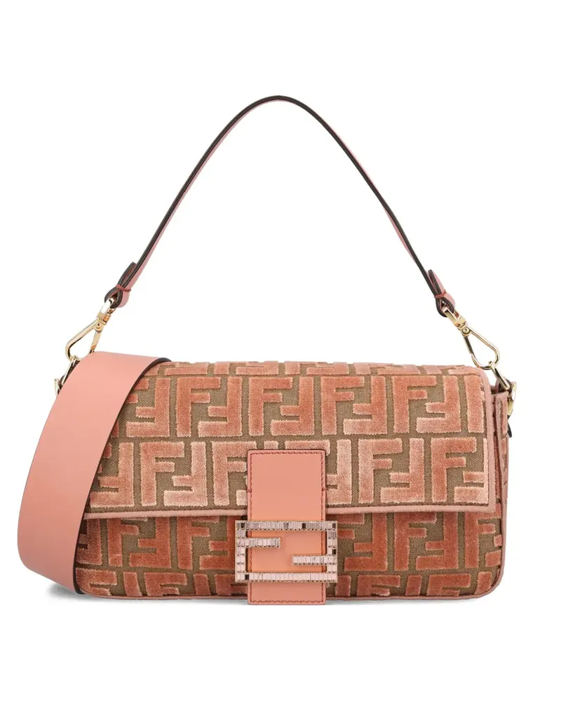 Fendi Baguette Schultertasche mit FF-Jacquard - Rosa Rosa