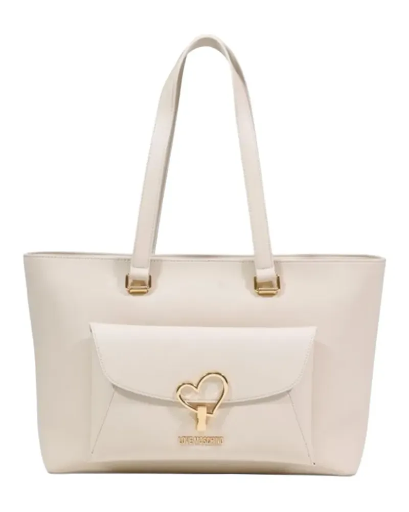 Moschino heart-plaque tote bag - Nude Nude