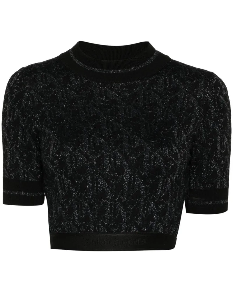 Palm Angels T-Shirt aus Monogramm-Jacquard - Schwarz Schwarz