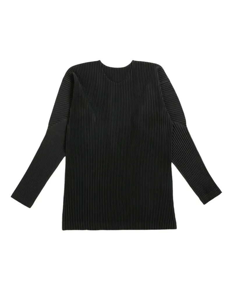 Issey Miyake plissé-effect T-shirt - Schwarz Schwarz
