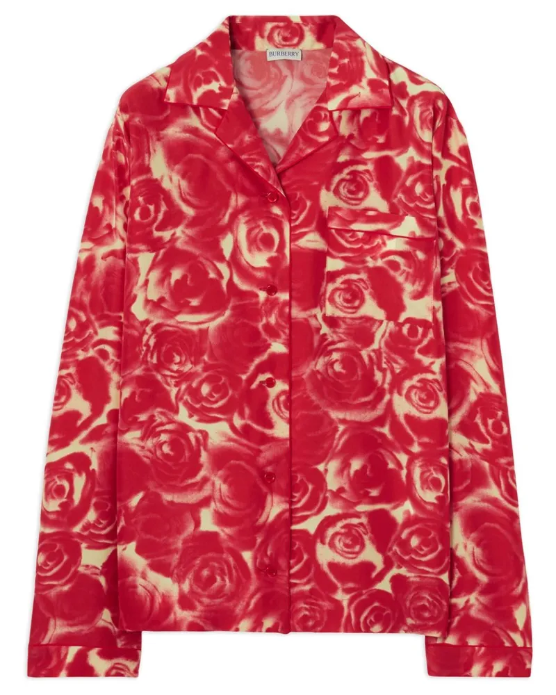 Burberry Seidenhemd mit Rosen-Print - Rot Rot