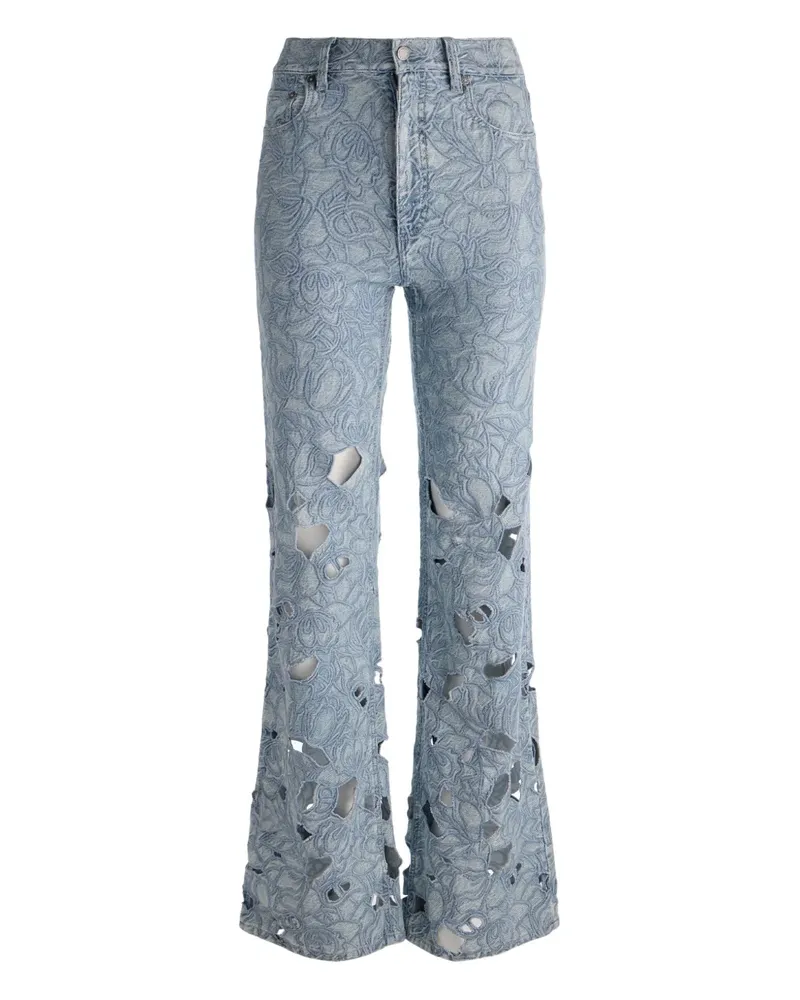 Alice + Olivia embroidered eyelet jeans - Blau Blau